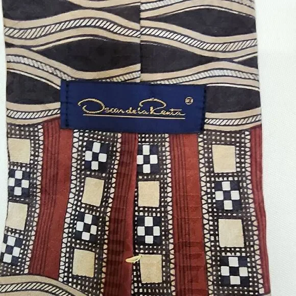 Oscar De la Renta 100% Silk Printed Tie - Picture 2 of 3